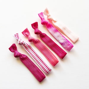 PINKS Elastic Hair Ties Creaseless Gentle Hair Ties | Dark Pink Hot ...