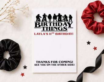 Birthday Things Retro 80's Upside Down Party Favor Cards, Add your own hair ties or scrunchies.