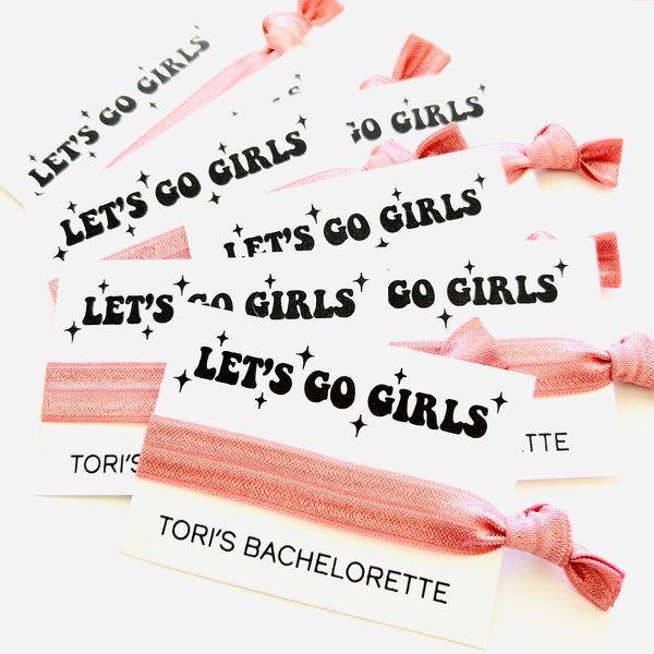 Let's go Girls Bachelorette Favors, Cowgirl, Space Cowgirl, Retro Disco Bachelorette hair tie favors, retro disco bachelorette