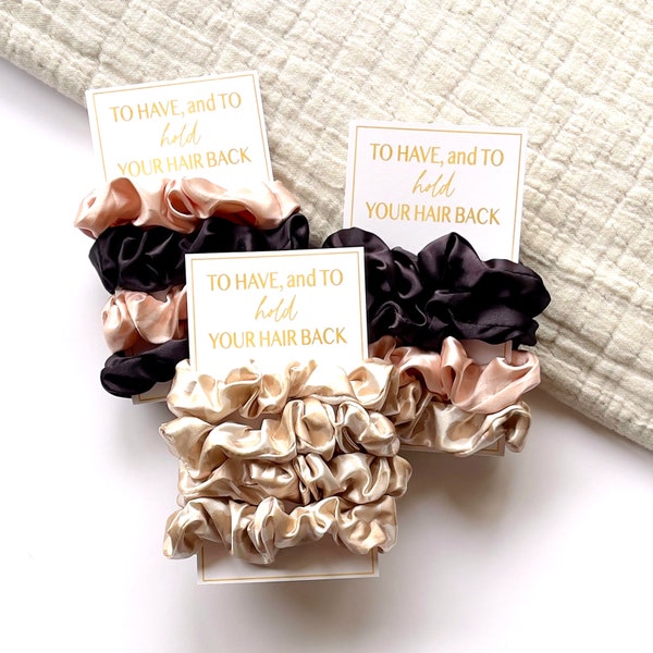 4 PCS Bridesmaid Silk Scrunchies Satin Soft Hair Scrunchies Hair Accessories for Her Perfect Bridesmaid Proposal Gift (4PC-SCRUNCHIES)