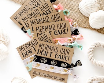 Mermaid Hair Don't Care | Mermaid Birthday Party | Mermaid Hair Tie Favors | Custom Mermaid Favor | Mermaid Birthday Goodie Bag Favors