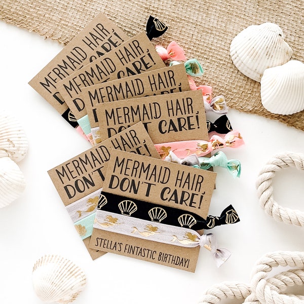 Mermaid Hair Don't Care | Mermaid Birthday Party | Mermaid Hair Tie Favors | Custom Mermaid Favor | Mermaid Birthday Goodie Bag Favors
