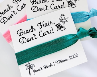 Beach Hair, Don't Care! Girls Trip Favors | Bachelorette, Birthday Personalized ponytail bracelet favors