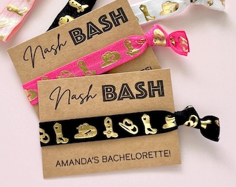Nash Bash Hair Tie Favors Personalized, Bachelorette Party Favors Nashville, Birthday Party Favor Cards, Girls Trip Gifts