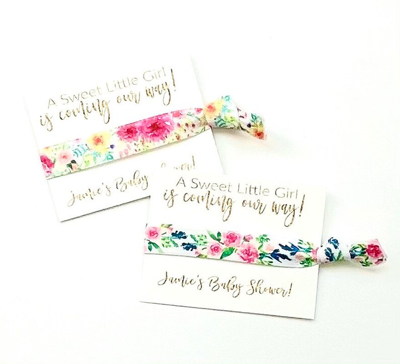 A Sweet Little Girl Baby Shower Hair Tie Favors Baby Girl Etsy