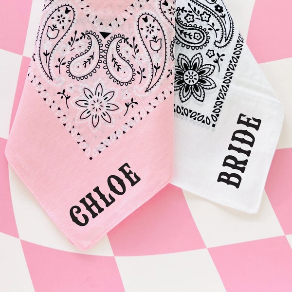 Cowgirl Western Bandana | Custom Bachelorette Bandana's | Bride Bandana Space Cowgirl Themed Bachelorette Let's Go Girls Bachelorette