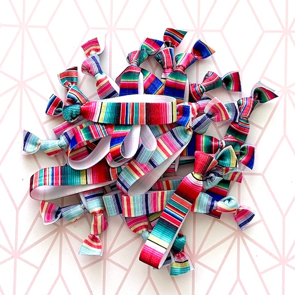 Assorted Serape Hair Ties | Bulk Hair Ties, Parties, Events, Fundraisers, Mexico Themed Fiesta Hair Tie Gifts, Birthday Favor Gifts