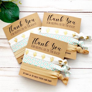 Thank you for helping us tie the knot hair tie favors, Bridesmaids Gift, Wedding thank you gift, bridal party gift, to have and to hold image 1