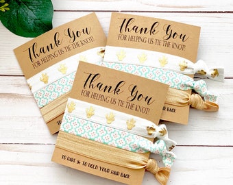 Thank you for helping us tie the knot hair tie favors, Bridesmaids Gift, Wedding thank you gift, bridal party gift, to have and to hold