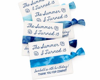 Summer of 13 Hair Tie Favor | Personalized Beach Birthday Party Favor | Teen Birthday Welcome Bag Gift | Pool Party Hair Tie