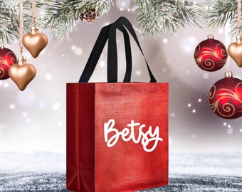 Holiday Gift Bag Red Personalized Gift Bag Christmas Gift Bag Christmas Bags Personalized Christmas Bags for Gifts Red Green Gold Gift Bags