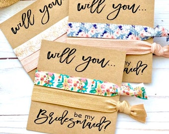 Bridesmaid Proposal Gift | Will you help me tie the knot, Elastic hair tie favor, To have and to hold, Maid of Honor, flower girl,