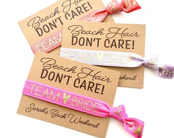 Beach Hair Don't Care Bachelorette Hair Tie Favor | Tropical Bachelorette, Personalized  Hair Tie Favors,, Beach Bachelorette, Tropical Bach