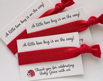 Little Love Bug Baby Shower Favor, Adorable Ladybug Hair Tie Thank you gift