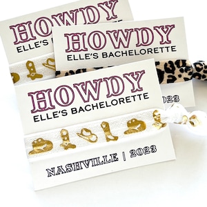 HOWDY Personalized Bachelorette Favors | Nash Bash Bachelorette Party Hair Ties | Howdy Party Favors | Western Bachelorette | Nashville Bach