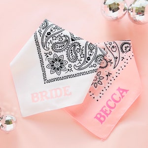 Cowgirl Western Bandana| Personalized Bachelorette Bandana's | Bride Bandana Space Cowgirl Themed Bachelorette Girls Trip Custom Bandana