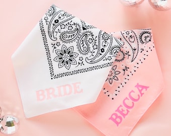 Cowgirl Western Bandana| Personalized Bachelorette Bandana's | Bride Bandana Space Cowgirl Themed Bachelorette Girls Trip Custom Bandana