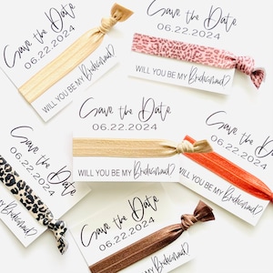 Bridesmaid Gift Proposal Hair Ties Save the Date Card Custom Bridesmaid Gift Will you be my Bridesmaid