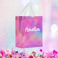Pink Holographic Reusable Gift Bag for Birthday, Bachelorette, Party Gifts
