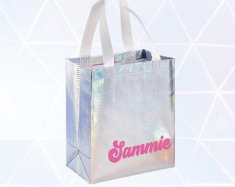 Last Disco Retro Bachelorette Holographic Gift Bag | Bachelorette Party Bag, Bridesmaids Groovy Gift Bags
