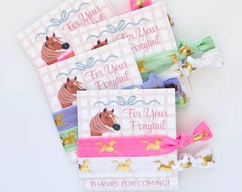 Girls Pink Pony Birthday Party Favor, Pony Hair Tie Favors, Horse Birthday Party Favor, Cowgirl Party Gift, Ponytail Holder Favor