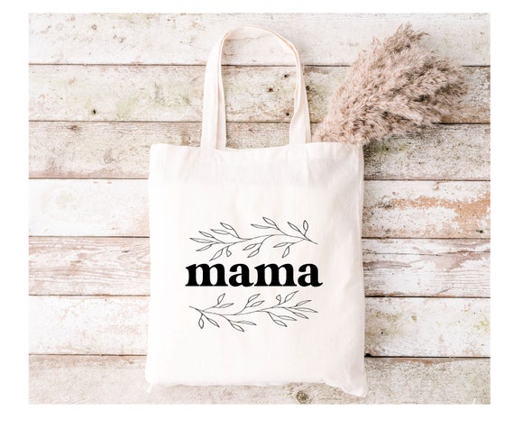 Boho Floral Mama Tote Bag, Mom Mama to be bag, Mama diaper tote Natural Canvas Tote Bag for the future mama baby shower gift