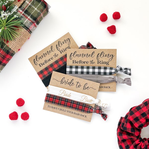 Buffalo Plaid Flannel Fling Before the Ring Favors Bridesmaid Gift Camping Glamping To have and To hold Bridal Party Gifts Christmas Plaid