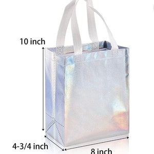 Iridescent Gift Bag Bachelorette Party Tote Bag holographic Bridesmaid Gift Bag Treat bag birthday gift bag bride Barbie tote image 5