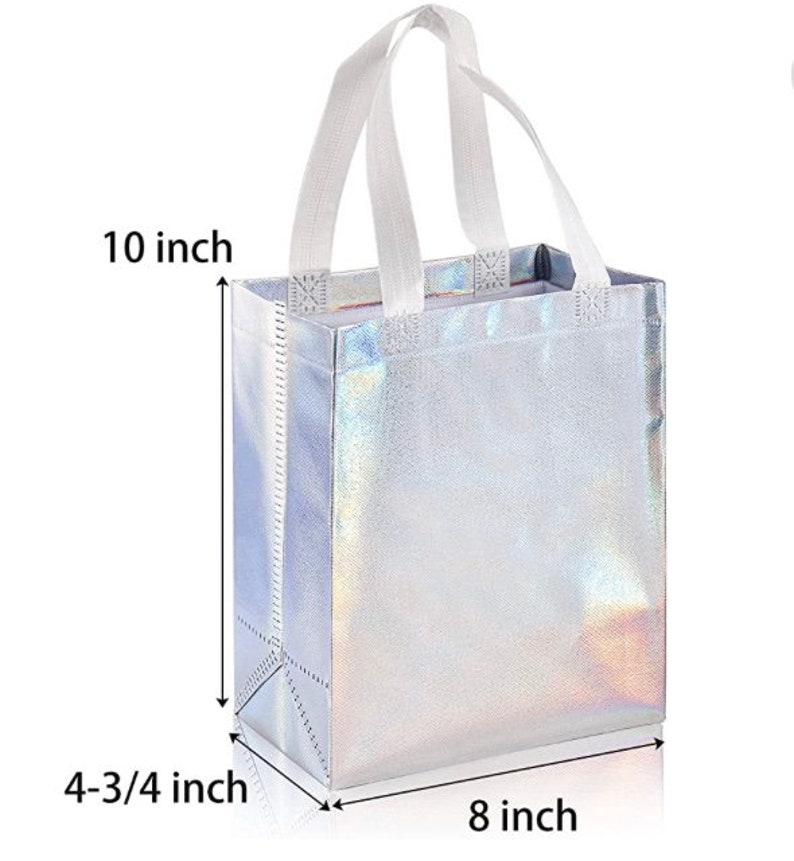 Iridescent Gift Bag Bachelorette Party Tote Bag holographic Bridesmaid Gift Bag Treat bag birthday gift bag bride Barbie tote image 5