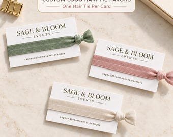 Custom Logo Hair Tie Favors, Bulk Business Giveaway, Branded Client Gifts for Trade Shows, Salons and Corporate Events