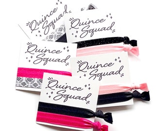 Quince Squad | Quinceanera thank your hair tie favors for guests - Squad Quinceanera Sweet 16 hair tie favor gifts, goody bag favor gift