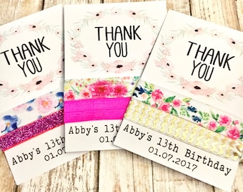 Birthday Party Hair Tie Favors | Personalized Birthday Party Favors | Girls Teen Tween | Sleepover Spa Day Hair Ties