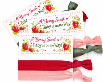 Berry Sweet Strawberry Hair Ties, Baby Shower Guest Favors, Baby Girl Gifts