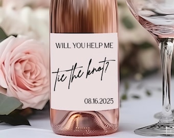 Bridesmaid Proposal Mini Champagne and Wine bottle labels Will you help me tie the knot printed bottle labels | Labels ONLY