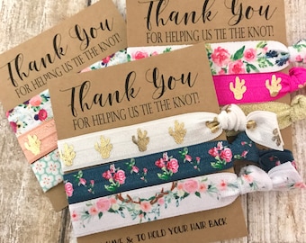 Bridesmaids Gift Hair Ties | Thank you for helping us tie the knot | Wedding Favors - Hair Tie Favor - Bridal Party Favors - The Knot