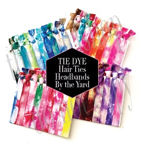 Tie Dye Hair Ties, Headbands, Fold Over Elastic, tie dye by the yard, crafting, diy, sewing, hand dyed, tie dye hair bands, scrunchie
