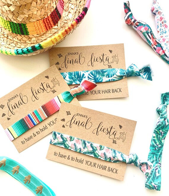 Final Fiesta Bachelorette Hair Tie Favors Fiesta Hair Ties Etsy