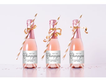 Mini Champagne wine bottle labels Pop the Champagne I'm changing my last name bridesmaid proposal, Bridal Shower Bachelorette | Labels ONLY