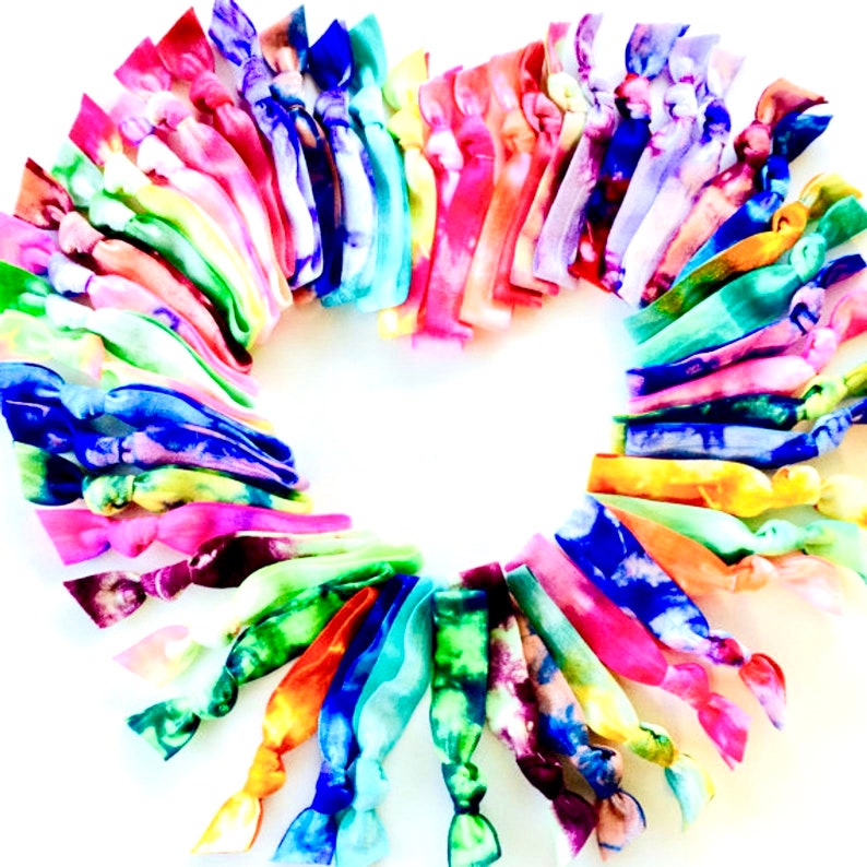 50 Assorted Tie Dye Hair Ties Elastic hair bands Tie dye Etsy