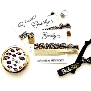 Personalized Will you be my Bridesmaid Proposal Ask Gift, Proposal Hair Tie  Favors | Leopard, Bridesmaid Hair Tie Gift, Proposal Box
