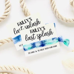 Last Splash Bachelorette Hair Tie Favor | Custom Last Splash Hair Tie Favor