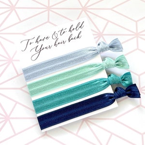 Bridesmaid Proposal Hair Ties  | To Have and To Hold Your Hair Back Favor Card, Maid of Honor Gift Bridal Party Gift for Her, Blue Aqua Navy