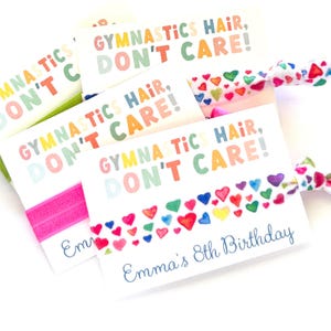 Gymnastic Party Favors | Gymnastics Hair, Don&#39;t Care | Custom Birthday Party Favors | Kids party favors | Tumble Gymnastics Camp Favors