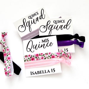 Quinceanera Sweet 15 Hair Tie Gifts,  Mis Quince, Quince Squad, Custom Quinceanera Favors, Quince Squad Party Favors