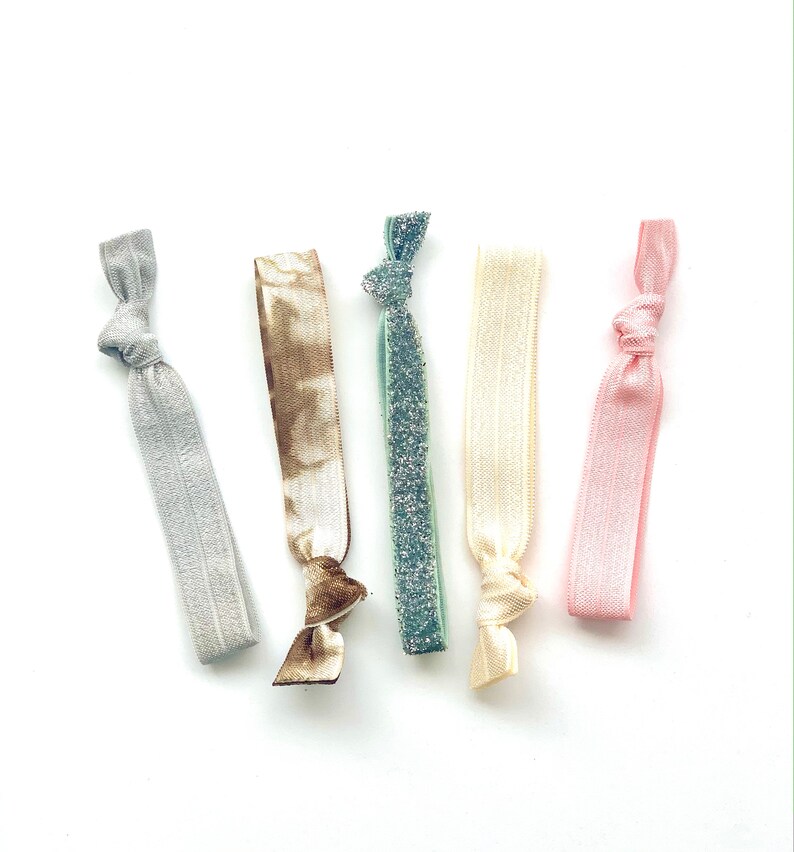 Lilian Hair Tie Set Creaseless Elastic Hair Ties Silver Etsy