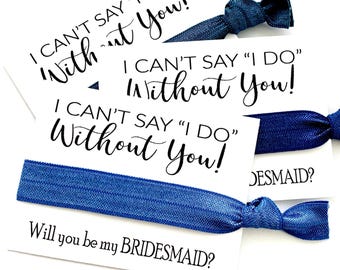 Blue Denim Bridesmaid Proposal Hair Tie | Maid of Honor Gift