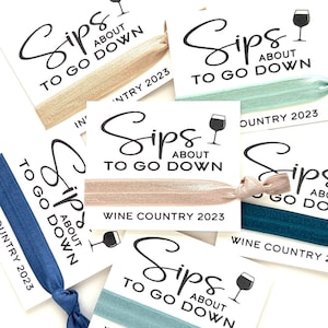 Wine Country Girls Trip Hair Tie Favors / Regalos de escapada para niñas, Regalos de viaje para niñas, Fiesta nupcial de cumpleaños de soltera favorece el viaje de degustación de vinos