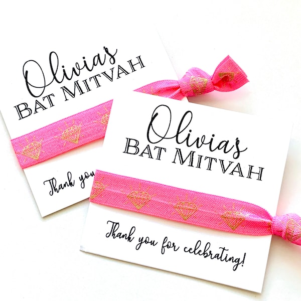 Bat Mitzvah Girls hair tie favor custom bat mitzvah gift hair tie favor personalized hair tie favor