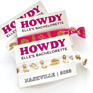 HOWDY Custom Bachelorette Favors | Nash Bash Bachelorette Party Hair Ties | Howdy Party Favors | Western Bachelorette