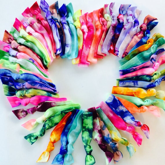 50 Wholesale Hand Dyed Tie Dye Hair Ties Ponytail Tie Dye Etsy